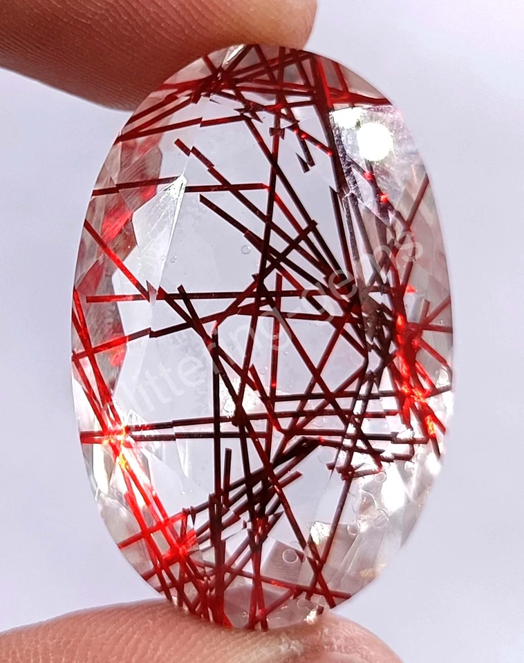 70.90 Ct Oval Cut Red Rutilated Quartz Certified Transparent Loose Gems M25 - Image 3 of 4