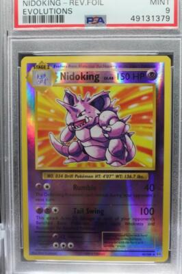 PSA 9 Mint Nidoking- Reverse Holo 45/108 Pokemon 2016 XY