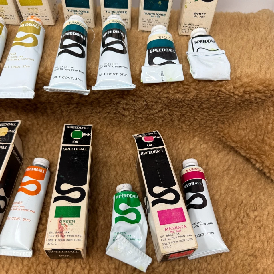 Lote de 12 pinturas de bloque de tinta al óleo Speedball de colección con cajas USADAS ver fotos Foto 3 de 4