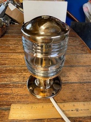 Vintage NOS Perko 7'' Polished Bronze Stern Light,  New Wiring/LED, Glass Lens /2
