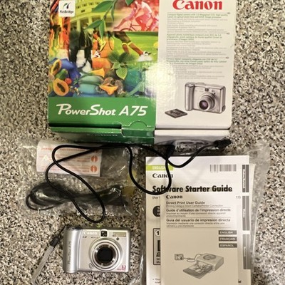 Canon PowerShot A75 3.2MP Compact Digital Camera Silver 3x Zoom Date/Time Stamp