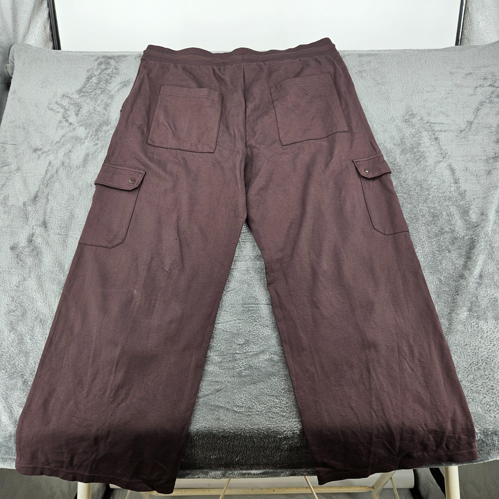 M&S Womens Cargo Trousers UK 22 Reg Brown Wide Leg Drawstring Stretch image 4