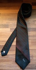 VTG John Weitz Men's Tie - Black Red Silver Stripe Black Classic Retro Necktie