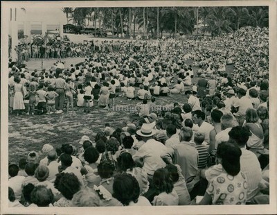 1949 People Crowd Bill Stapelton Miami Herald Fl Trees Vintage Press Photo 6x8