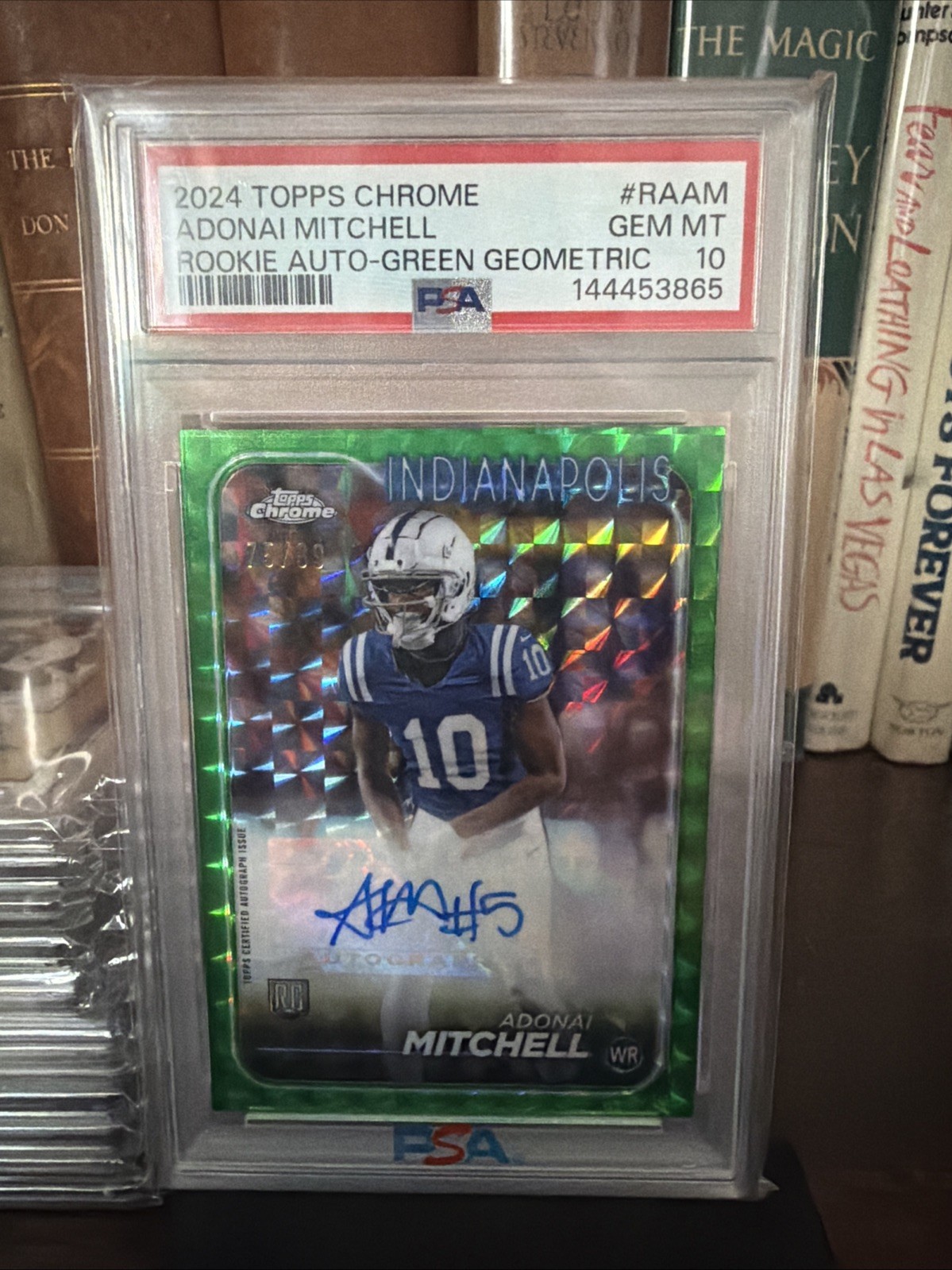 Adonai Mitchell Topps Chrome Rookie Autographs Variations #RAAM Green Geometric