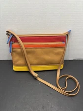 Ili New York Genuine Leather Crossbody RFID Triple Compartment Multicolor Bag