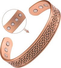 Feraco Copper Bracelets for Men, 12X Strength Wide Pure Copper Magnetic Bracelet