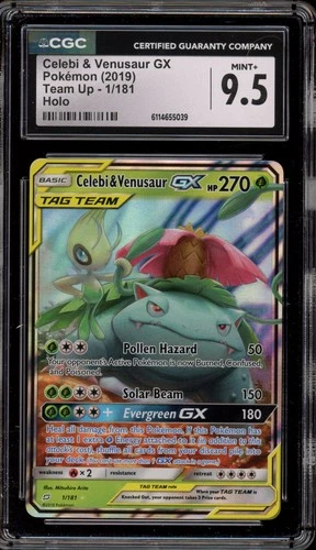 Pokemon Celebi & Venusaur GX Team Up Holo Ultra Rare #1 CGC 9.5