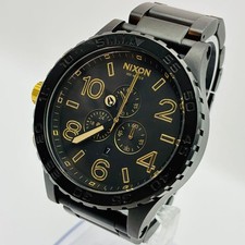 NIXON 51-30 Chrono Date Black Gold Diver Watch 300m Waterproof Used