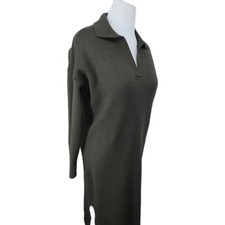Long Sweater Dress M Tahari Long Sleeve Green V-Neck Knit Shift Dress New