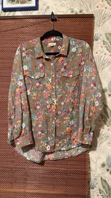 #ad #ad Sundance Shirt Womens L Green Floral Joy Lightweight Boho Casual $12.99