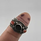 Vintage RB Sterling Silver Southwestern Native American Ring Red Coral Sz 8