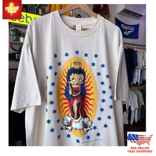 Trending Betty Boop Rare Design Retro Style White Unisex T shirt Classic Style