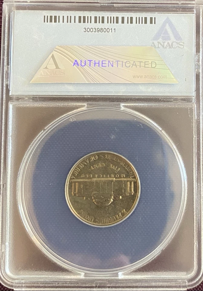 1958 Nickel, MINT ERROR!MS63 ANACS, Improperly Annealed Planchet, “Black Beauty” - Image 2 of 3