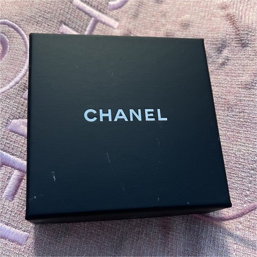 CHANEL Black Square Paper Jewelry EMPTY Box w/ Jewelry Pouch Included 9x9x3 cm 