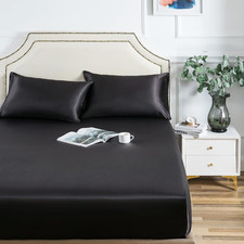 Satin Fitted Sheet, Full Fitted Sheet Only, 1 - Piece Ultra Soft Deep Pocket Sin