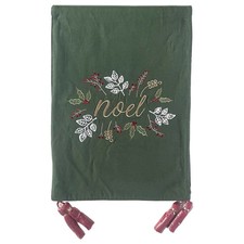 Home Collection Embroidered Christmas Noel Table Runner, Green  Gold, 13 x 72