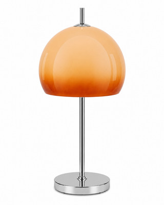 Bauhaus Orange Glass Mushroom Table Lamp Chrome Retro Modern LED 25'' Tall
