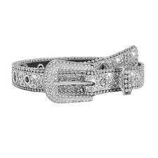 Women Men Rhinestone Belt Western Cowgirl Cowboy Bling Studded Leather Belt f...