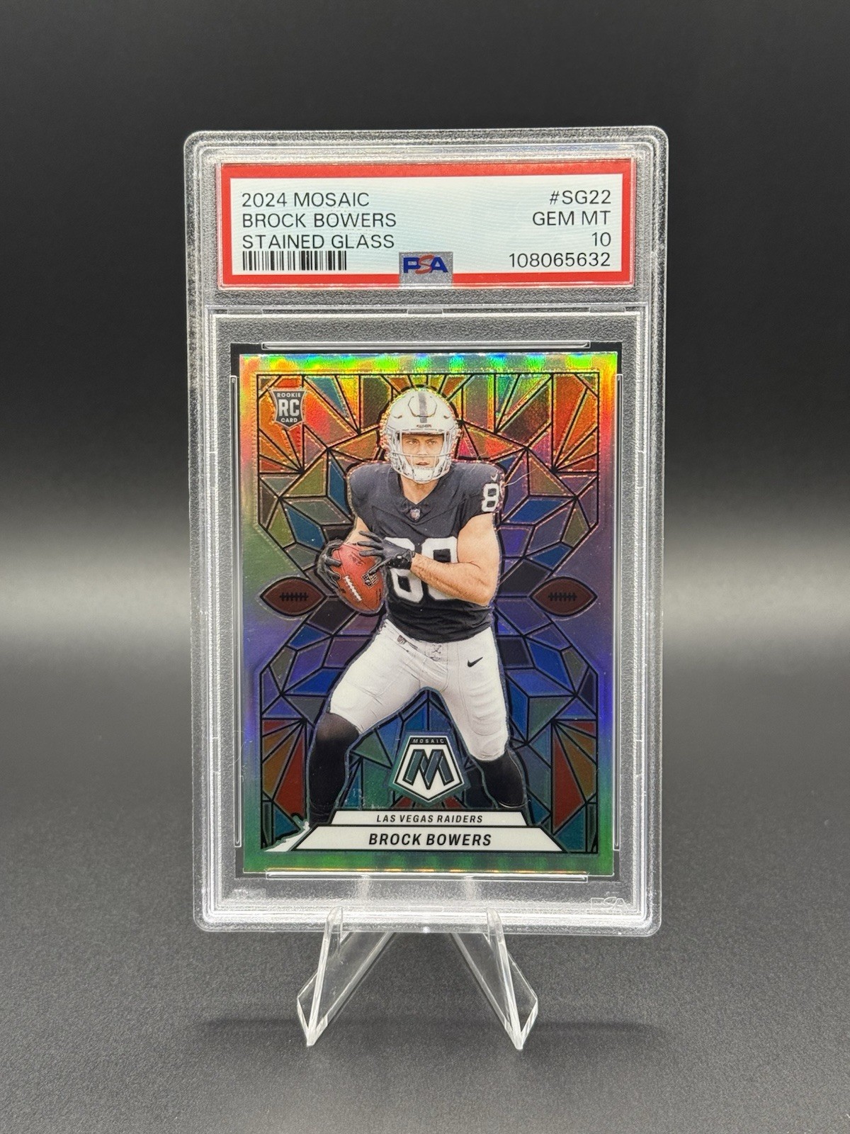2024 Panini Mosaic Brock Bowers Stained Glass #SG22 SSP PSA 10 CASE HIT 📈