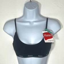 NWT Hanes Women's S Originals ComfortFlex Cropped Bralette MSO103 Black