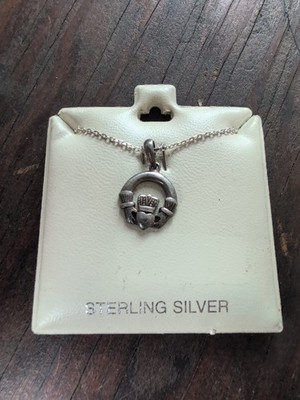 Solvar Ireland 925 Sterling Necklace  Heart Crown Irish Symbol
