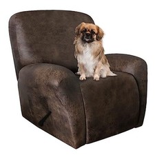 Leather Like Recliner Chair Covers Heavy Duty, 4 Pieces Lazy 1 Seater 02 Brown
