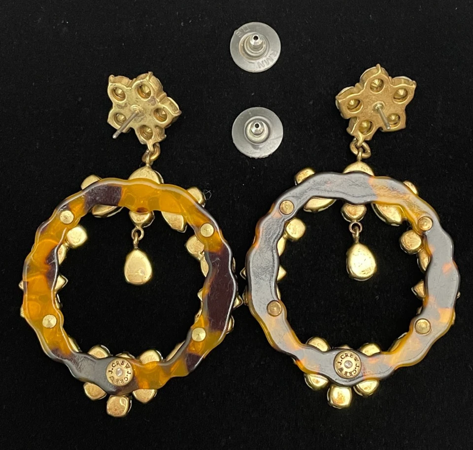 Pendientes J Crew Cristal Brulee Pastel Aro Cuelga AB Flor Tortuga Espalda De Colección Foto 3 de 4