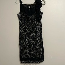 Limited Black Lace Ruffle Strap Sheer Yoke Bobycon fairygoth Dress size M NWT