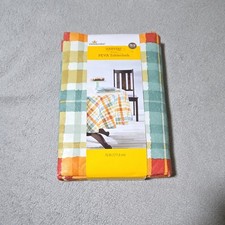 celebrate Harvest Plaid PEVA Round Tablecloth 70 in, Wipe Clean Multicolor