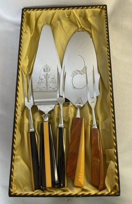 Vintage Roteck Bakelite Stainless Steel Pie & Cake Serving Set