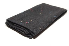 mens pure wool pocket square handkerchief - black w/ speckles