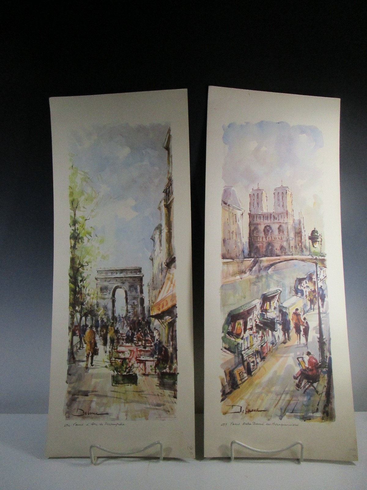 Paris Street Lucien Delarue Signed Lithograph Print Notre Dame & L'Arc 506 & 507