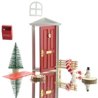 Weihnachtsdeko Wichtel-TüR Rot Mit ZubehöR 13-Teilig - Holz & Kunststoff