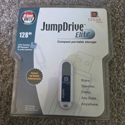 Lexar Media JumpDrive Elite 128MB USB 2.0 Flash Drive Vintage New Sealed JDE128