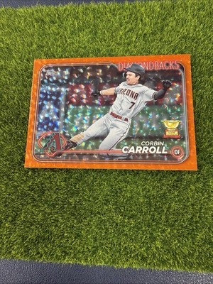2024 Topps #156 Corbin Carroll, Diamondbacks - Orange Crackle Parallel /299 BG1