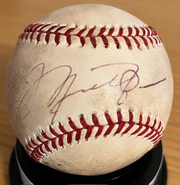 Michael Jordan signed auto baseball PSA + Barons roster, program, UD bat card