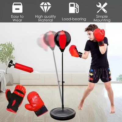 Standboxsack Verstellbar Punching Ball Schlagball mit Handschuhen Punch Boxsack