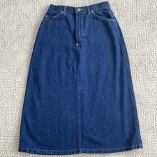 Vintage 80s Lee Denim Jean A-Line Skirt Women's Size 2 Blue Made USA