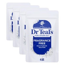 Dr Teal's Epsom Salt Magnesium Soak,Fragrance Free,4 lbs, Pack of 4 