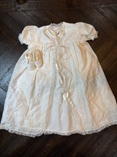 Vintage 1960s Baby Christening Baptism Gown Lace Set w/ Shoes Heirloom