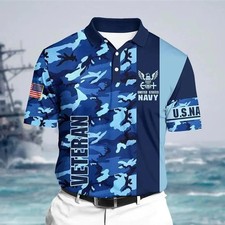 United States Navy Veteran Polo Shirt Men's Patriotic