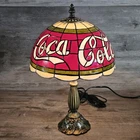 Vintage Coca Cola Tiffany Style PLASTIC Stained Glass Style Shade Lamp 15” Coke
