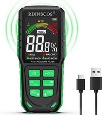 RDINSCOS Rechargeable Pinless Moisture Meter, Damp Meter for Walls Caravan Wood