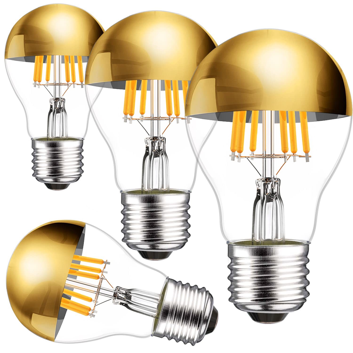 Half Chrome Light Bulb Gold Tipped Light Bulb Dimmable 6w 60 Watt Equivalent A