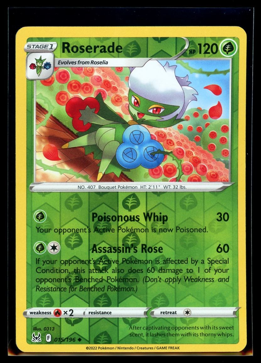 2022 Sword & Shield - Lost Origin Roserade #15 Reverse Holo Pokemon Card