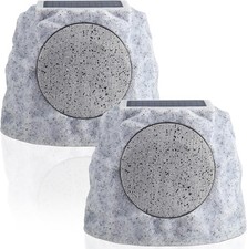 2 X Solar powered LED RGB Light Bluetooth Rock Speakers Outdoor Water resistant
