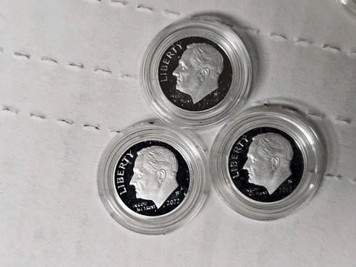 Lot Of 3 2022 S Roosevelt Dime Silver Proof - Deep Cameo  99.9% Silver