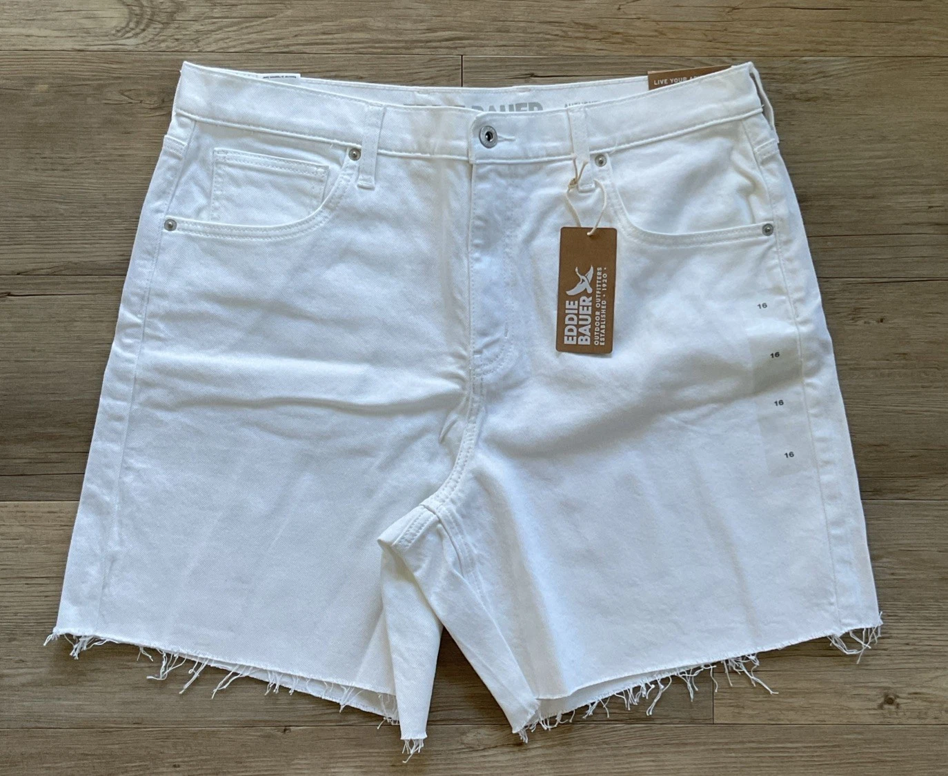 Eddie Bauer Women’s Authentic Voyager Denim Shorts White Size 16 NWT