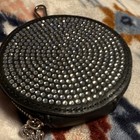 Steve Madden Black/Silver Rhinestone Round Coin Purse Charm Zip Detachable — photo 2